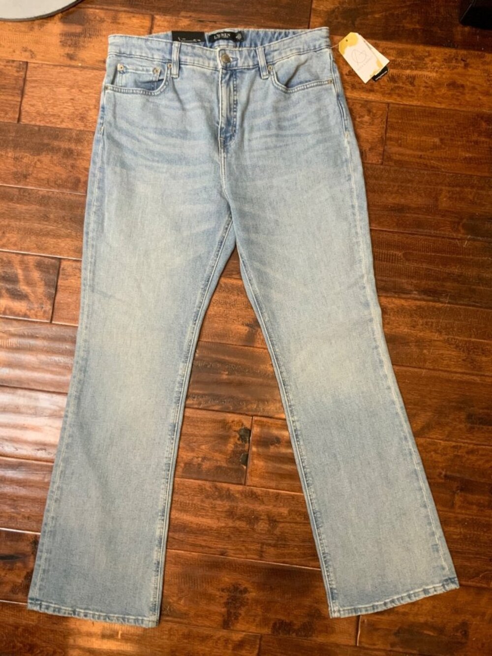 Polo Ralph Lauren Blue Light Wash Denim High Rise Boot Leg Jeans NWT, Size 14P